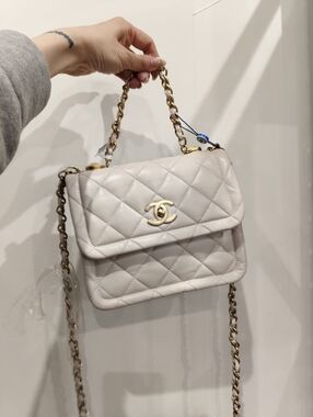 CHANEL Quilted Mini Shoulder Bag in Light Cream with Gold Hardware